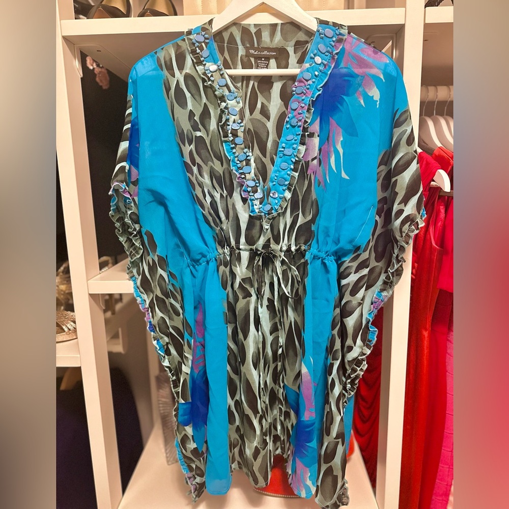 Turquoise 🦋 Beach Cover-up Embellished with Turquoise Stones